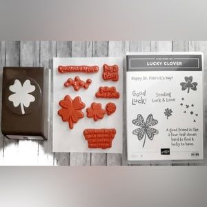 Like new Lucky Clover stamp set with punch from Stampin Up